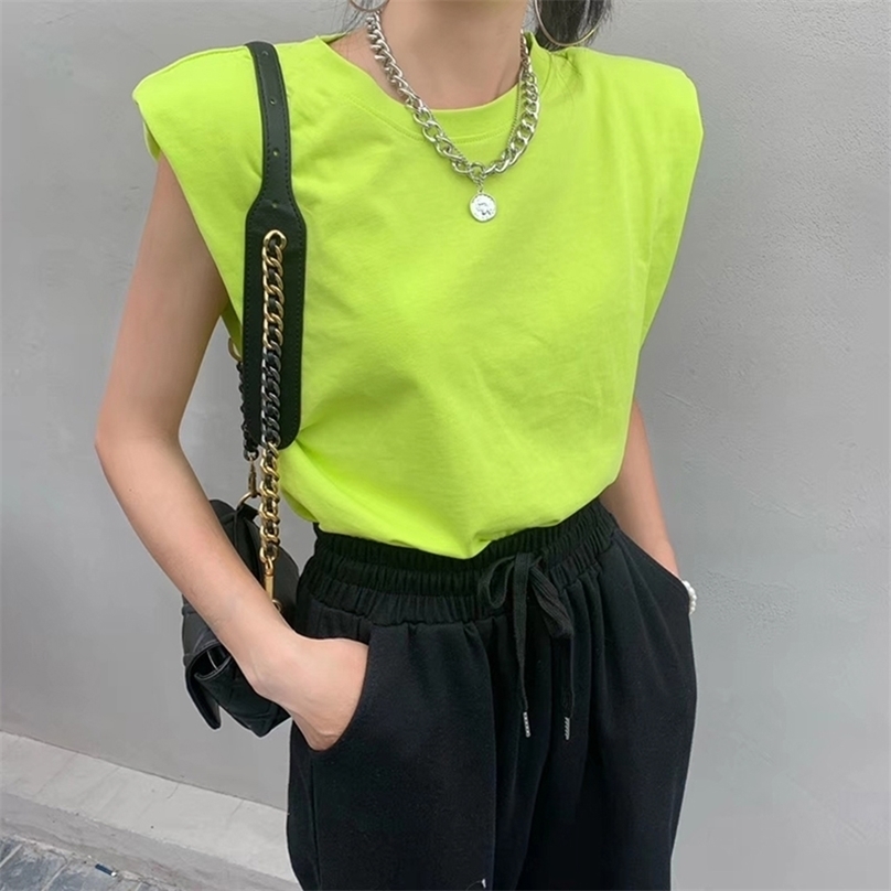 Green Summer White Loose Sleeveless Tops Women Oversized O Neck Casual Basic Sport Vest Tees Female Streetwear Tank Top 220325