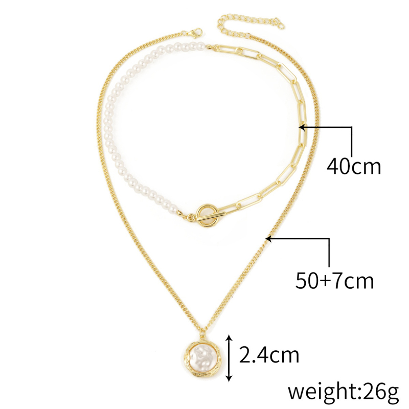 Multilayered Heart Lock Necklace Baroque Pearl Necklaces for Gift