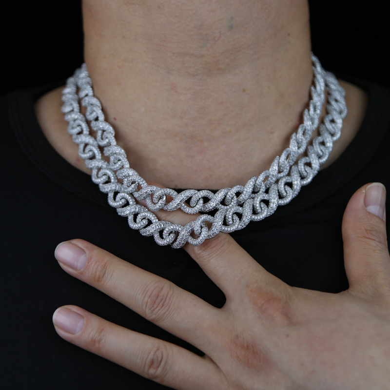 New Arrived High Qulaity Infinity Symbol Necklace Bling 5A Cubic Zirconia CZ Punk Jewelry with Flip Button 8 Heavy Cuban Chain hip hop jewelry