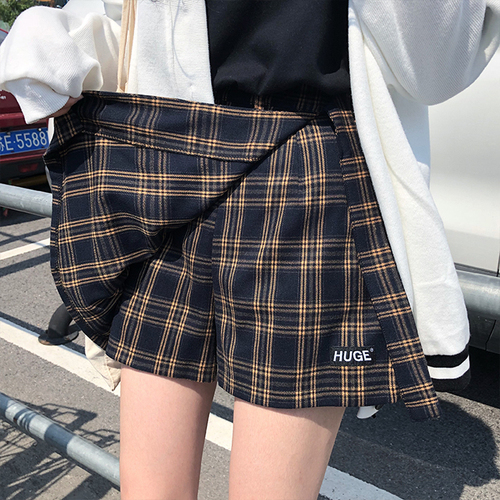 Casual Basic Fashion All Match Plaid Vintage Irregular High Waist College Wind Female Women Mini Skirts 220317