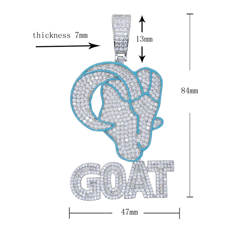Fashion Cute Animal Goat Head Pendant Hip Hop Bling 5A CZ Paved Necklace Iced Out Cubic Zirconia Fashion Jewelry for Men