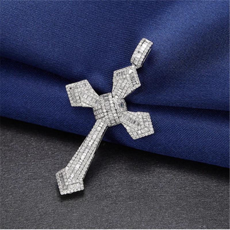 Choucong Brand Cross Pendant Hip Hop Vintage Jewelry 925 Sterling Silver Princess Cut White Topaz CZ Diamond Party Promise Women Wedding Clavicle Neck