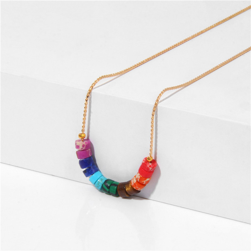 Natural stone necklace Amazonium Tiger Eye Stone Amethyst Senecioserpe Spacer Golden Chain Chakra Necklaces For Women jewelry