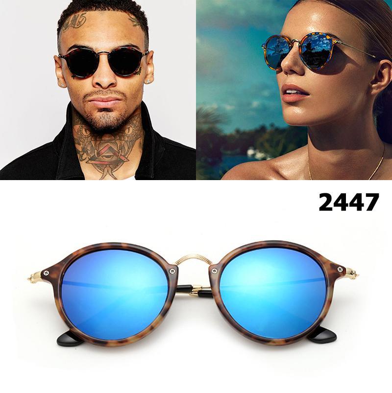 Sunglasses Wholesale-Brand Designer 2447 Round For Male And Female Retro Sports Sun Men Uv400 Lenses With Brown Box