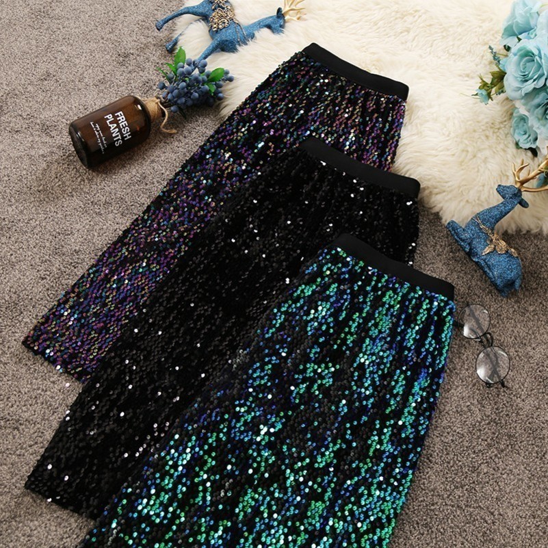 HISUMA Spring autumn womens sequines shiny package hip skirts female high waist vintage bling pencil skirt Y200326, Black
HISUMA Spring autumn womens sequines shiny package hip skirts female high waist vintage bling pencil skirt Y200326, Black