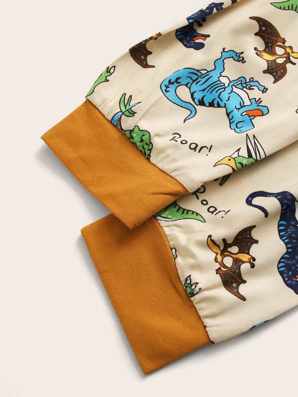 Toddler Boys Letter & Dinosaur Print PJ Set SHE