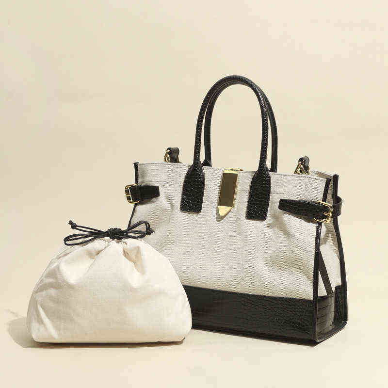 tote Leather Women's handBag Leather Splicing Canvas Bag Trend Large Capacity Handbag 220617, Black+
tote Leather Women's handBag Leather Splicing Canvas Bag Trend Large Capacity Handbag 220617, Black+