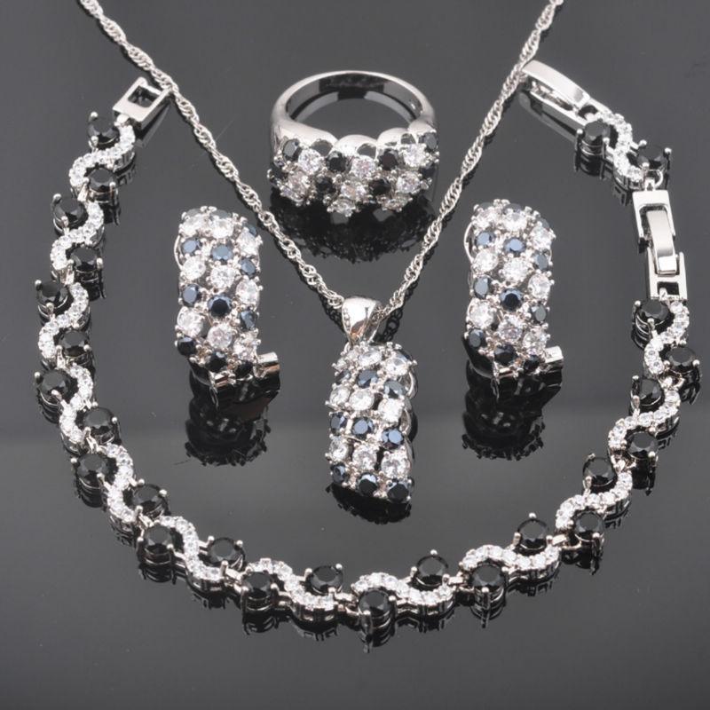 Earrings & Necklace Quality Black Zirconia For Women Jewelry Sets Silver Color Crystal Bracelet Pendant Ring QS0284Earrings, As pic
Earrings & Necklace Quality Black Zirconia For Women Jewelry Sets Silver Color Crystal Bracelet Pendant Ring QS0284Earrings, As pic