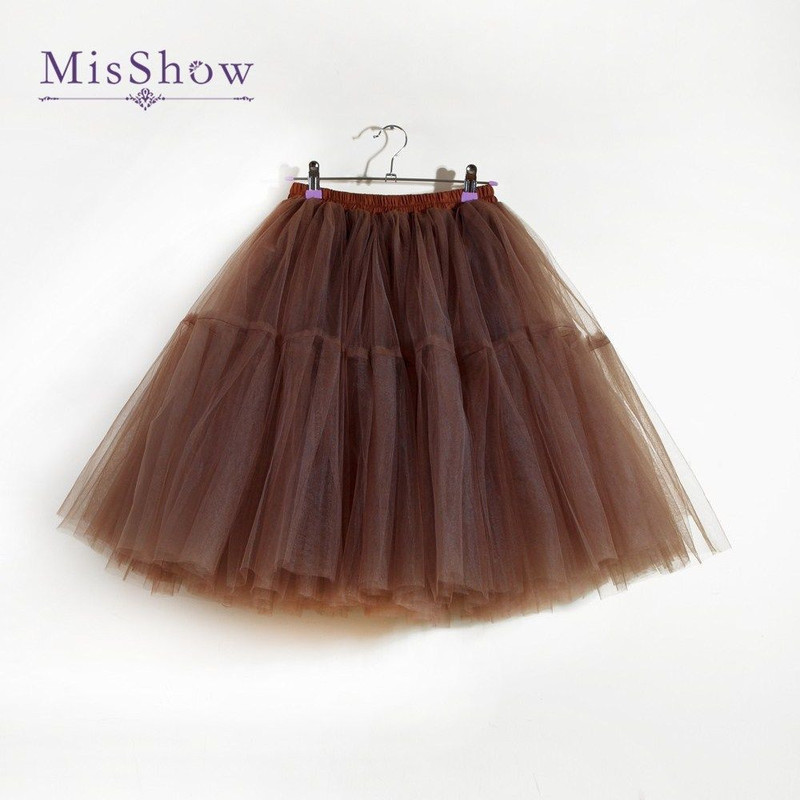 MisShow 6 Layers Chiffon Women Tutu Short Skirt High Waist Mesh Soft Tulle Puffy Pettiskirt Prom Ball Gown Party Dance 220322