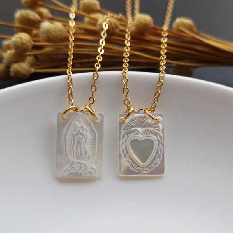 Chains Promotion 12x16mm Natural Sacred Heart & Guadalupe Mother Of Pearl Shell Necklace Virgin
Chains Promotion 12x16mm Natural Sacred Heart & Guadalupe Mother Of Pearl Shell Necklace Virgin