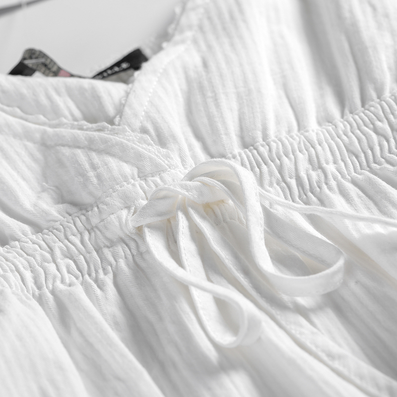 White Simple Lace Camis Top Women Summer Sexy V Neck Sleeveless Bow Cotton Tank Femme Casual Vintage Boho Blouses Chic 220316