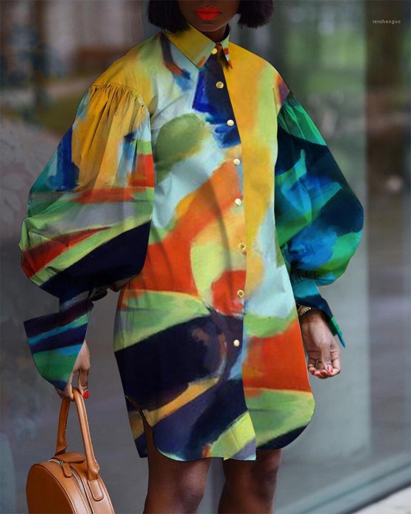 Casual Dresses 5XL Loose Ruffles Retro Lantern Sleeve Office Lady Colorful Printing Plus Size Shirt Dress For Women, Print
Casual Dresses 5XL Loose Ruffles Retro Lantern Sleeve Office Lady Colorful Printing Plus Size Shirt Dress For Women, Print