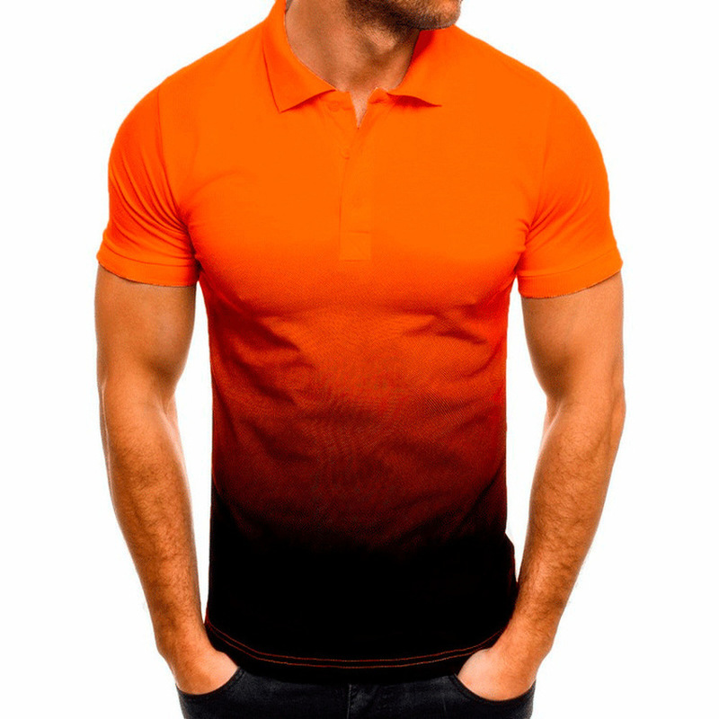 Covrlge PoloShirt 3D Mens Gradient Golf Tennis Shirt Turn Down Collar Shirts Plus Size 5XL Cotton Short Sleeve Tee Tops MTP143 220712