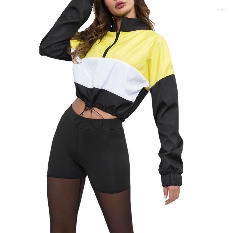 Women' Hoodies & Sweatshirts Women Variegated Color Pullover Yellow Stand Collar Long Sleeve Quarter Zip Crop Tops Casual Loose-fit For Aut
Women' Hoodies & Sweatshirts Women Variegated Color Pullover Yellow Stand Collar Long Sleeve Quarter Zip Crop Tops Casual Loose-fit For Aut