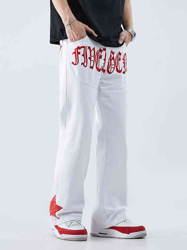 Four Seasons Men' Jeans American Trend Embroidered Letters Wide Leg Street Pants Trendy Fashion Streetwear Men' Ins T220726, Black
Four Seasons Men' Jeans American Trend Embroidered Letters Wide Leg Street Pants Trendy Fashion Streetwear Men' Ins T220726, Black