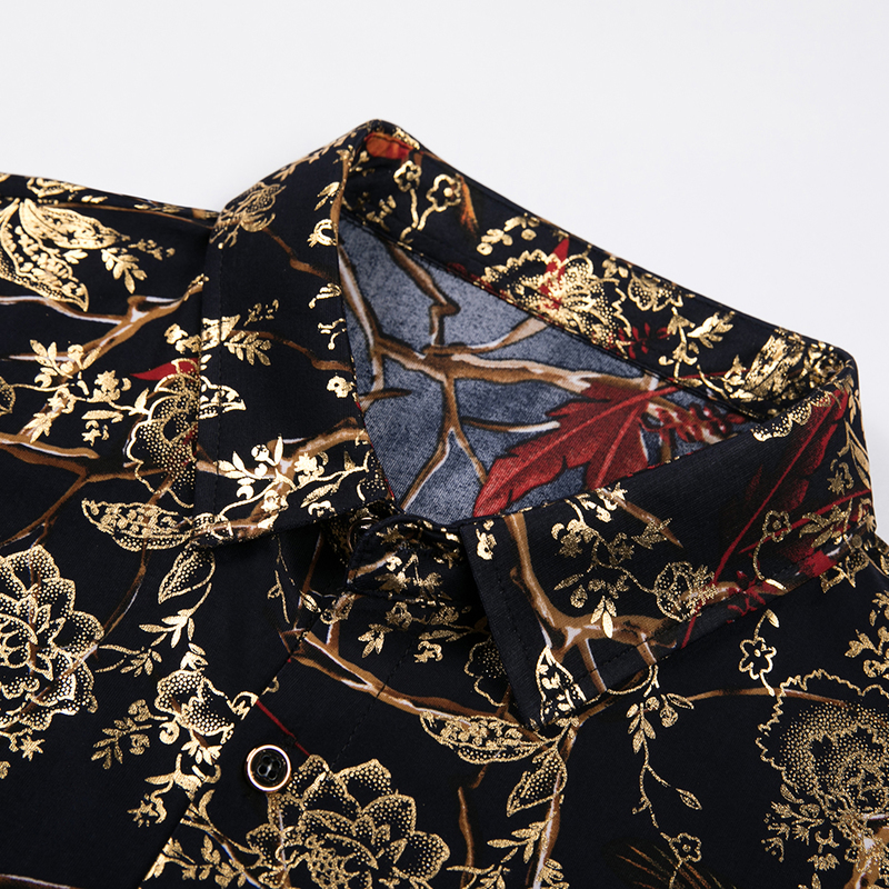 Fashion Summer Short Sleeve Mens Clothing Hawaiian Gold Bronzing Print Shirt for Men Shirts Streetwear Jerseys Dress 1012 220330