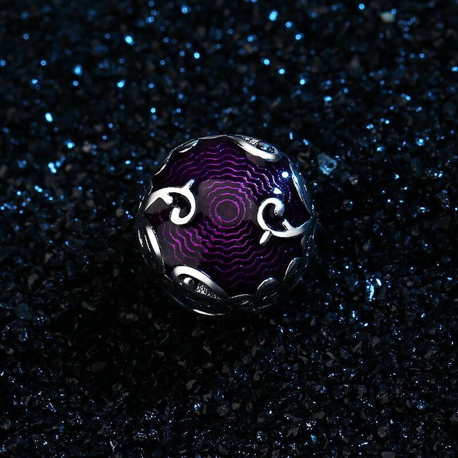 925 Sterling Silver Dangle Charm Purple Sister Mum Nan Dangle Butterfly Love Bead Fit Charms Bracelet DIY Jewelry Accessories