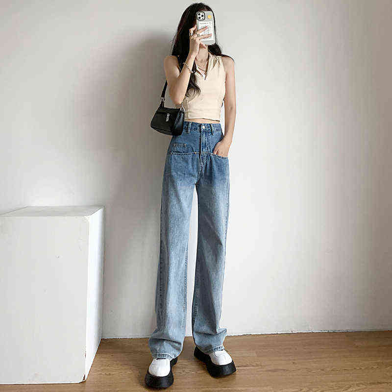 Straight Retro High-waisted Slim Jeans Women's 2022 New Autumn Stretchy Fashion Boyfriend Style Denim Pant Big Pocket Trousers T220728, Light blue
Straight Retro High-waisted Slim Jeans Women's 2022 New Autumn Stretchy Fashion Boyfriend Style Denim Pant Big Pocket Trousers T220728, Light blue