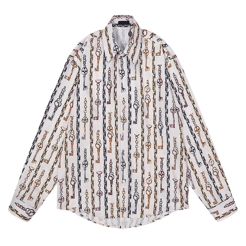 New Spring Autumn Long Sleeve DesignerS Bowling Shirts Men Fashion Floral Print Dress Shirt Man RegularFit Casual Shirt PLUS