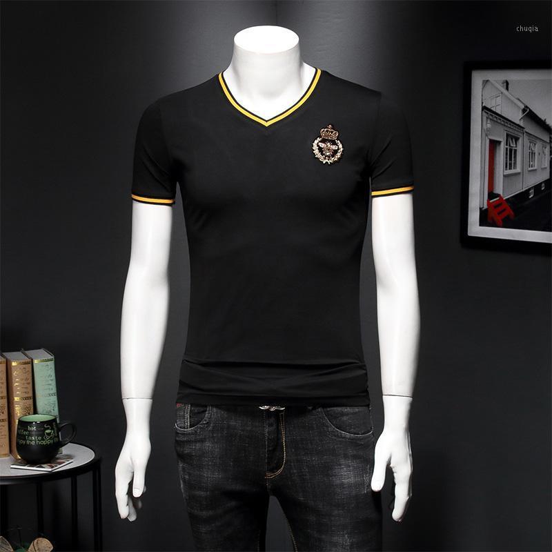 Men's T-Shirts High Quality Brand Embroidery V-neck Men 5XL 4XL 2022 Summer Tee Shirt Homme Short Sleeve Male TShirts Camiseta E184, Black
Men's T-Shirts High Quality Brand Embroidery V-neck Men 5XL 4XL 2022 Summer Tee Shirt Homme Short Sleeve Male TShirts Camiseta E184, Black