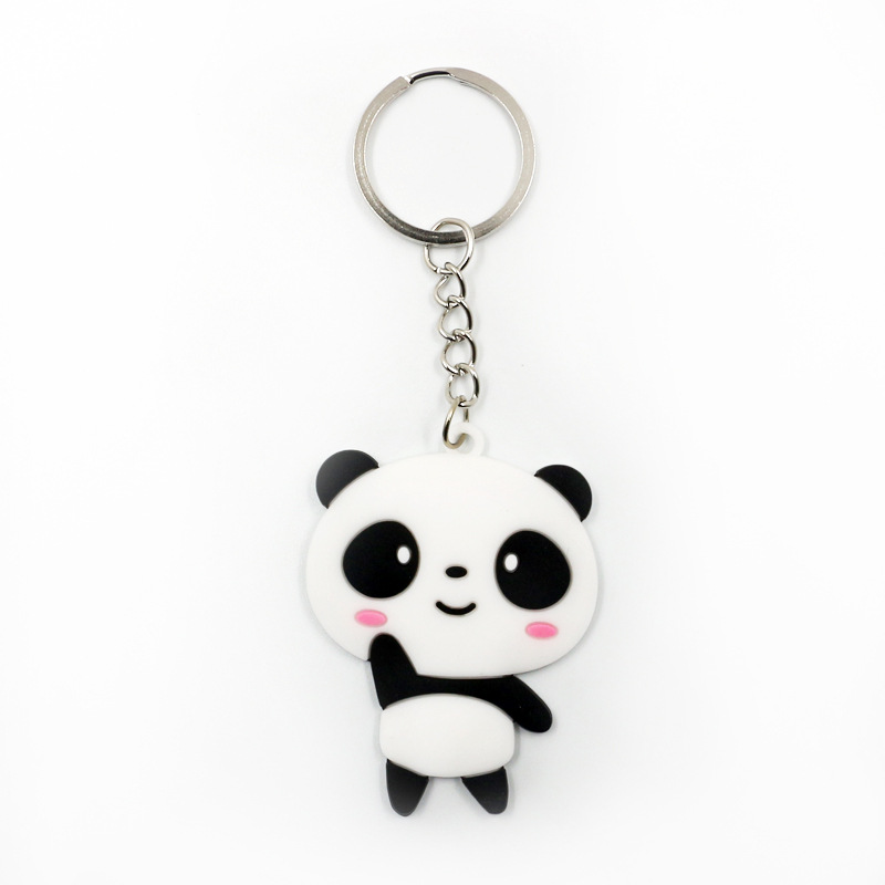 Panda Keychains PVC Silicone Cartoon Keychain Pendant Creative Gift Key Chain Keyring 6 Styles