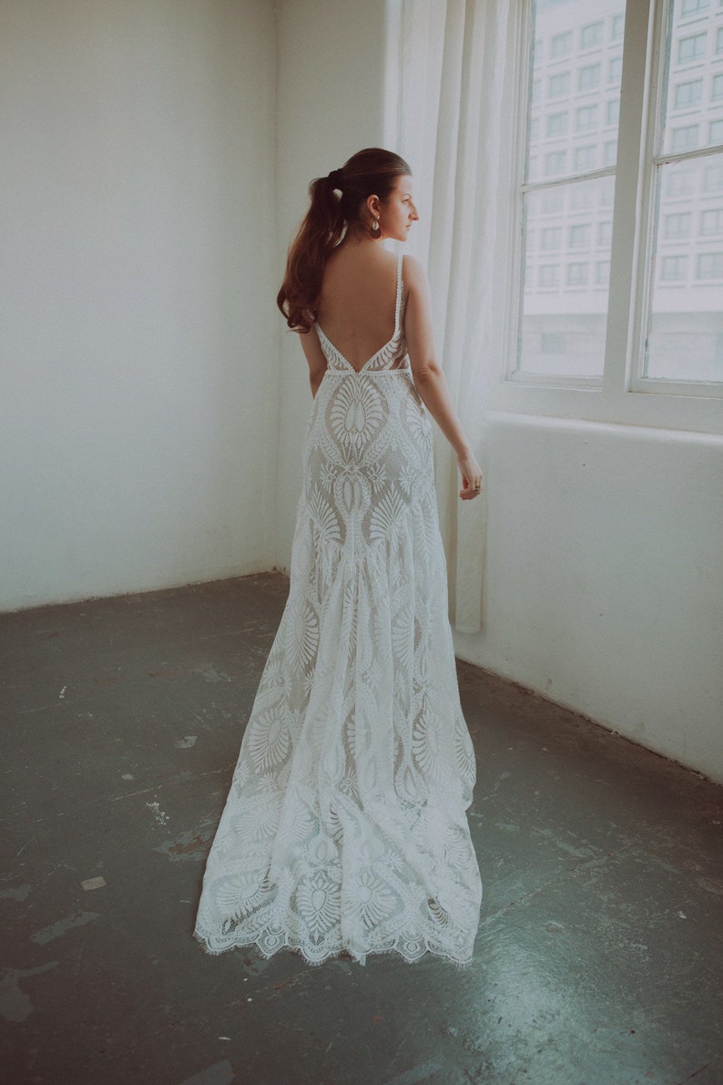 Beach Lace Mermaid Wedding Dresses 2022 BHLDN Spaghetti Backless Vestidos de noiva sereia barato Summer Holiday Bohemian Bridal Gown