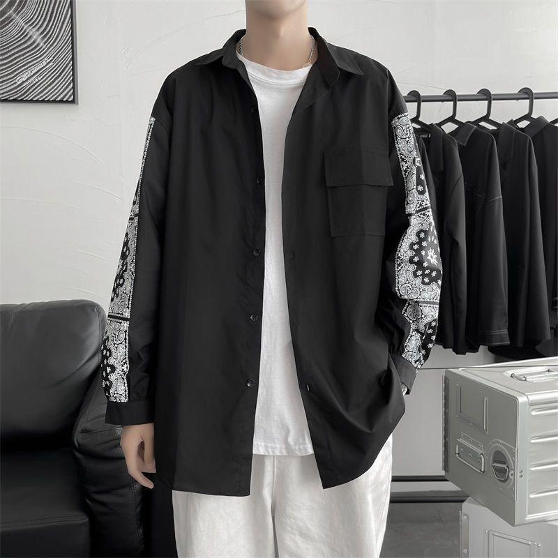 Men's Casual Shirts Flower Shirt Long-sleeved Men Retro Cashew Printed Coat Loose Stitching Tops Thin Male Clothes Four Seasons, Black
Men's Casual Shirts Flower Shirt Long-sleeved Men Retro Cashew Printed Coat Loose Stitching Tops Thin Male Clothes Four Seasons, Black