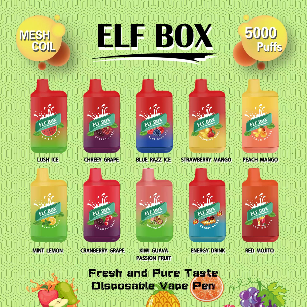 Authentic Elf Box 5000 Puff Bar Vape Disposable E Cigarette 20 Colors Mesh Coil 2% 5% 650mah Type-C Rechargeable Battery 12ml Pre-filled Pod Device Kit Elfbar
Authentic Elf Box 5000 Puff Bar Vape Disposable E Cigarette 20 Colors Mesh Coil 2% 5% 650mah Type-C Rechargeable Battery 12ml Pre-filled Pod Device Kit Elfbar