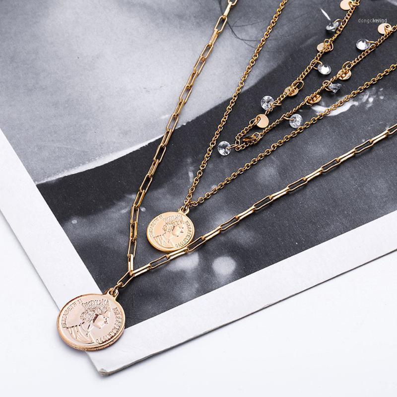 Punk Multi Layer Carved Coin Choker Necklace For Woman Vintage Portrait With White CZ Zircon Pendant Jewelry Chains
Punk Multi Layer Carved Coin Choker Necklace For Woman Vintage Portrait With White CZ Zircon Pendant Jewelry Chains