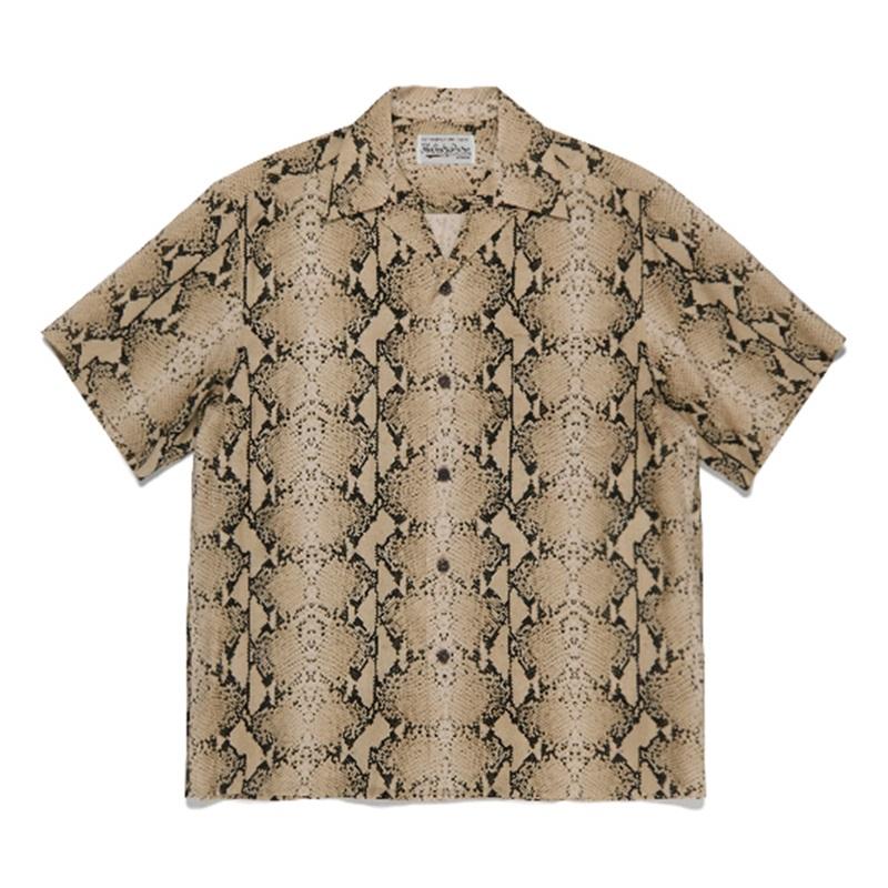 Men's Casual Shirts Summer Snake Printing High Quality Pattern WACKO MARIA Shirt Men Women Hawaiian Top Short Sleeve Single Breasted TeeMen'