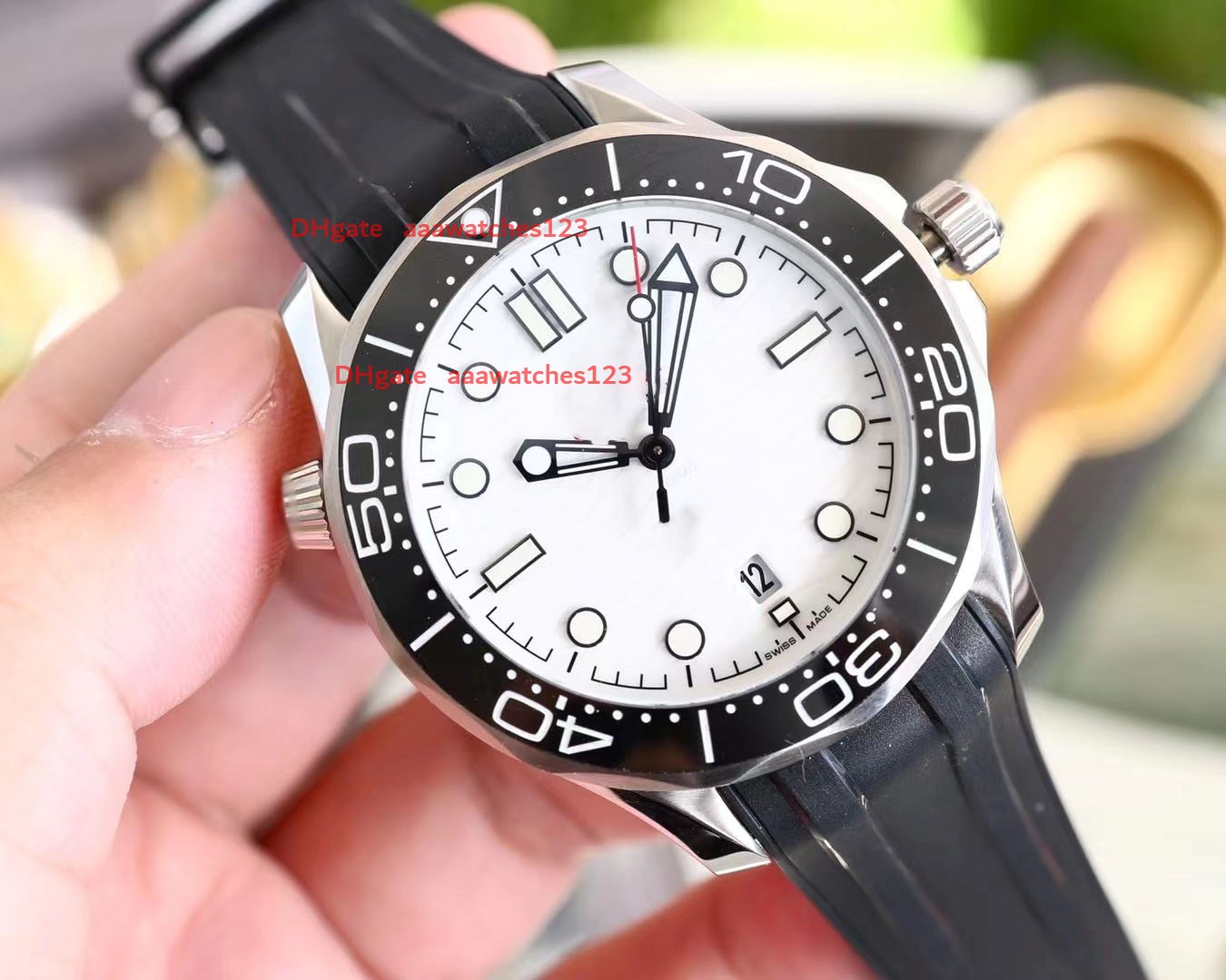 luxury watch sports tape automatic mechanical 2813 movement diving 300 design ceramic ring mouth luminous dial 42mm round silver fine steel mens watches for men, Carton
luxury watch sports tape automatic mechanical 2813 movement diving 300 design ceramic ring mouth luminous dial 42mm round silver fine steel mens watches for men, Carton