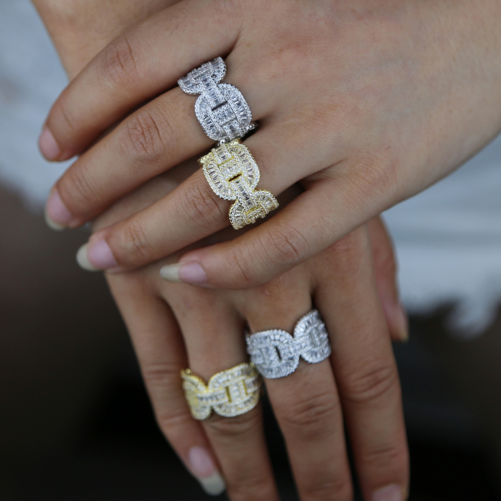 2024 New Arrive 5A Cubic Zirconia ring Iced Out Bling Baguette CZ Engagement Full CZ Eternity Band Rings For Women Men Hip Hop Jewelry