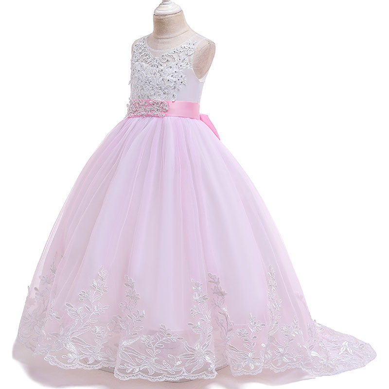 Christmas Girls Long Bridesmaid Dress Elegant Kids Clothes Children Wedding Formal Party Princess Evening 10 12 Y Vestidos 220707