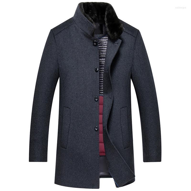 Men's Wool & Blends 2022 Detachable Real Fur Collar Men Winter Coat Removable Down Filler Blouson Homme Hiver Nell22, Brown 
Men's Wool & Blends 2022 Detachable Real Fur Collar Men Winter Coat Removable Down Filler Blouson Homme Hiver Nell22, Brown