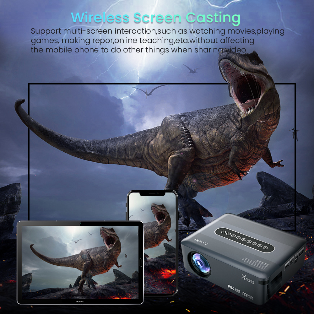 X1 Projector 8K 4K 1920 x1080P Amlogic T972 Dual wifi BT5.0 HDR10 Voice Control Portable Home Media Video