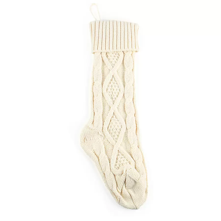 46cm Knitted Christmas Socks Christmas Tree Ornament Solid Color Children's Gift Candy Bag