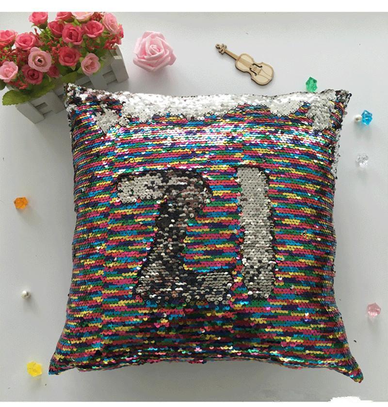 12 colors Sequins Mermaid Pillow Case Cushion New sublimation magic sequins blank pillow cases hot transfer printing DIY personalized gift sxjun12