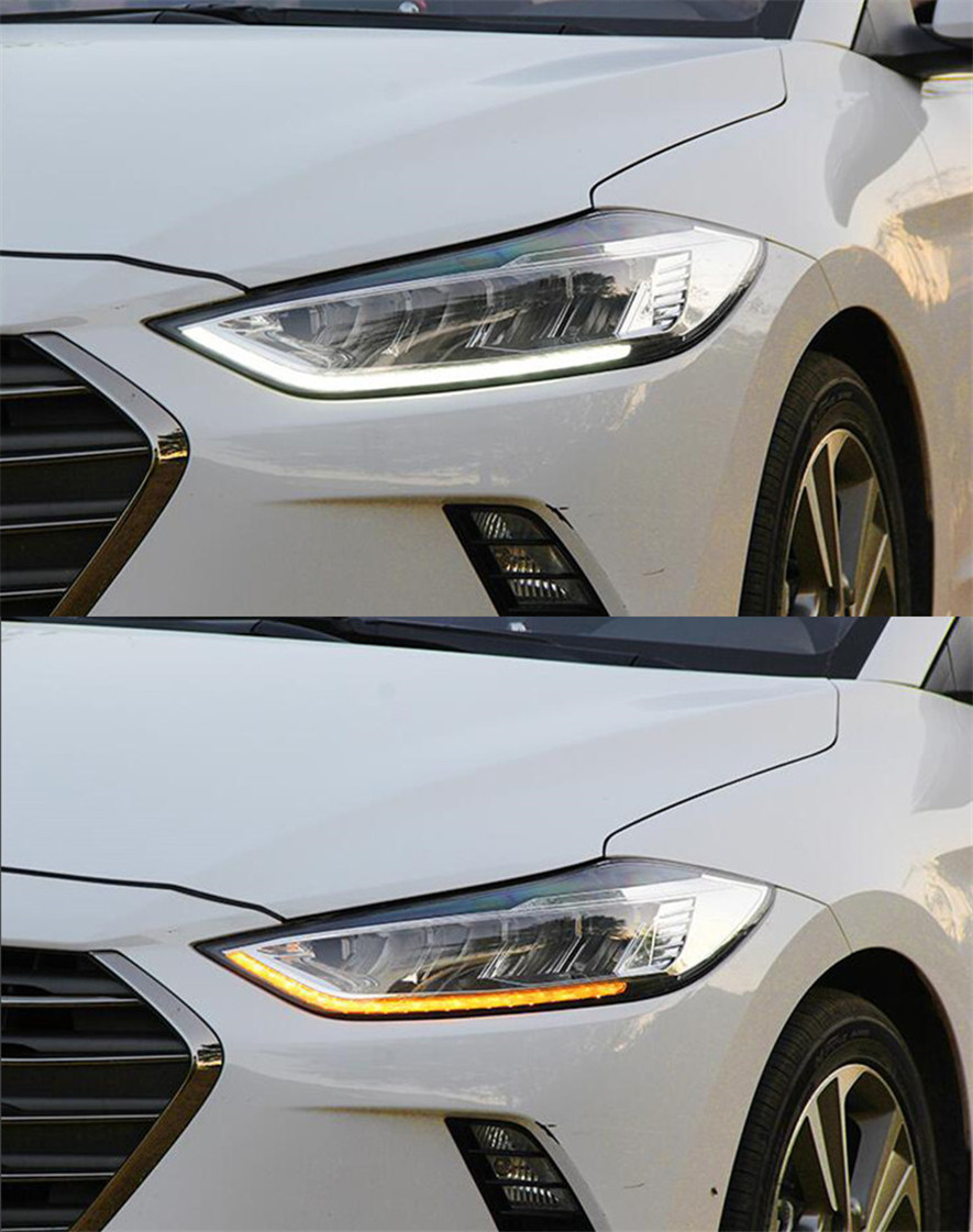 Full LED Head Lights For Hyundai Elantra 20 16-20 20 LED Daytime Running Headlight Angel Eye Turn Signal Lamp Replacement