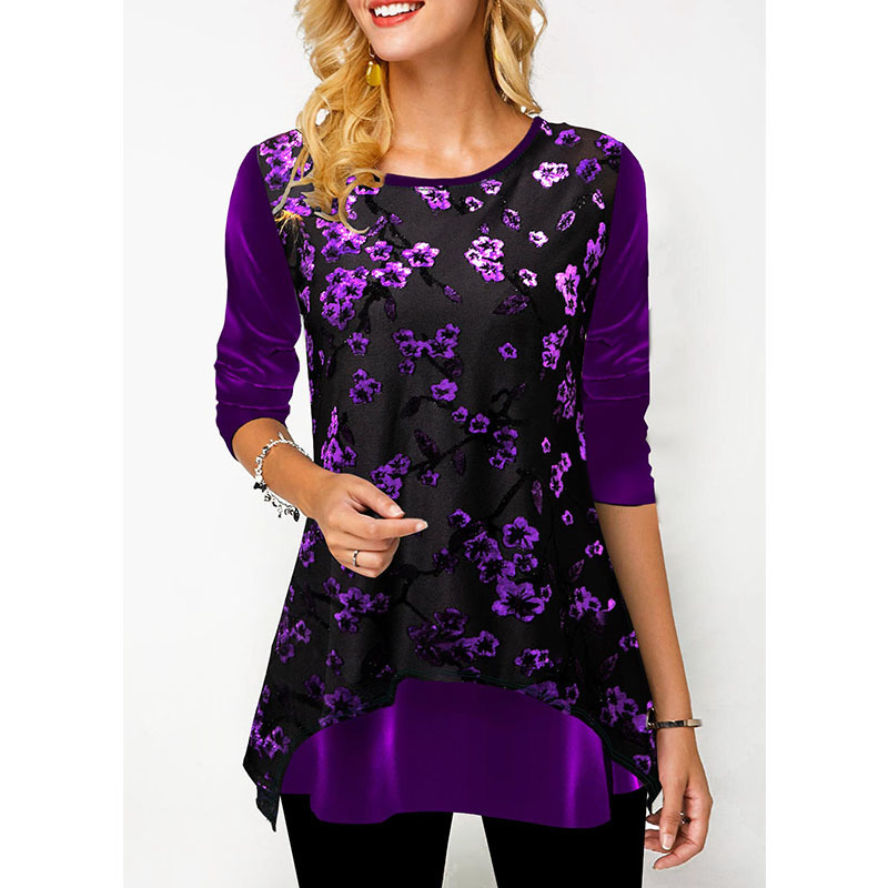 Early Spring Elegant Women s Floral Print Long Sleeve Tees Tshirts Ladies Casual Streewear O Neck Fashion T shirts Clothing 220728