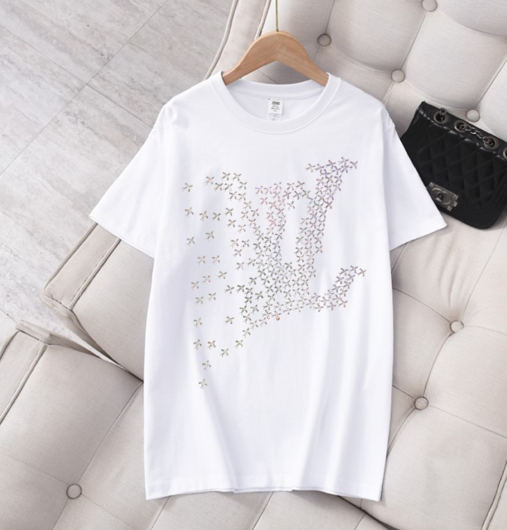 Rhinestone T Shirt Summer Women Short Sleeve Cotton Girl Tshirt Homme Streetwear, White
Rhinestone T Shirt Summer Women Short Sleeve Cotton Girl Tshirt Homme Streetwear, White