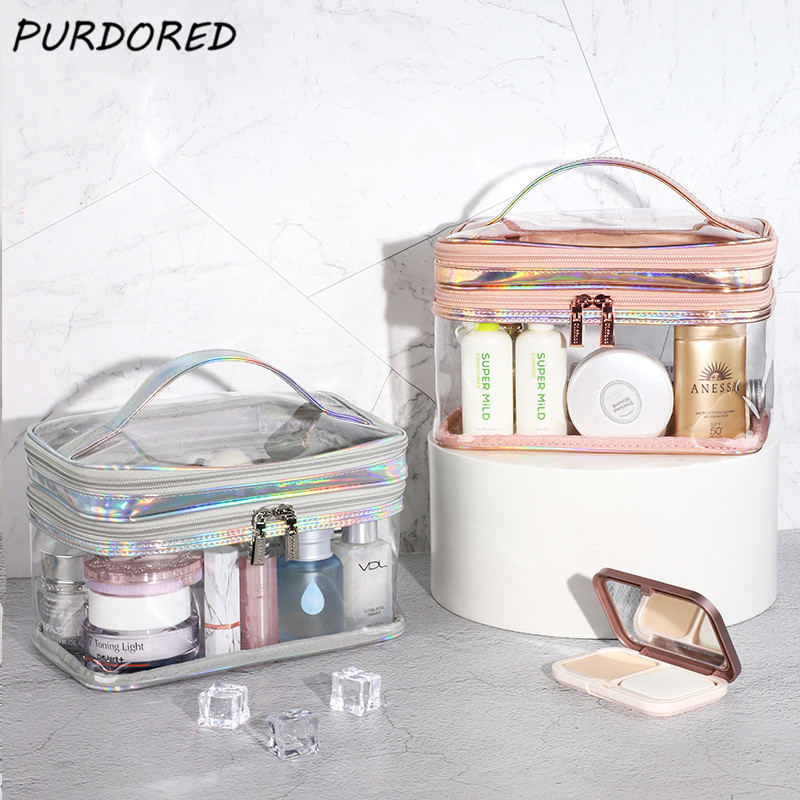 PURDORED 1 Pc 2 Layers Clear Makeup Bag for Women Waterproof PVC Cosmetic Bag Travel Makeup Organizer Beauty Case Toiletry Kit 220506, Pink
PURDORED 1 Pc 2 Layers Clear Makeup Bag for Women Waterproof PVC Cosmetic Bag Travel Makeup Organizer Beauty Case Toiletry Kit 220506, Pink