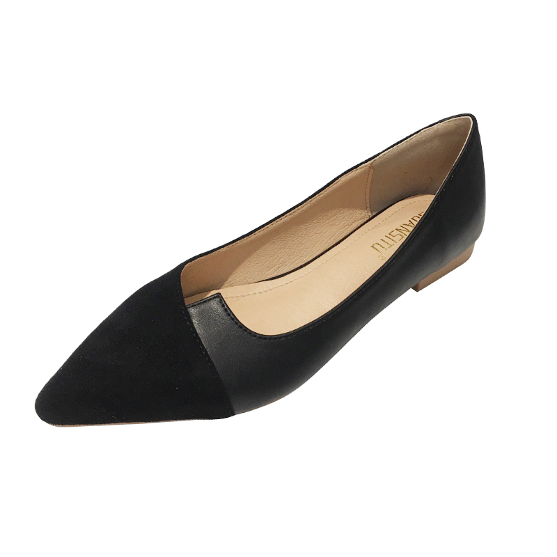 Women Flats Flock Leather Pointed Toe Solid Color Apricot Plus Small Size 31 32 33 34 Big 43 44 45 Lady Flat Heel Shoes 220509