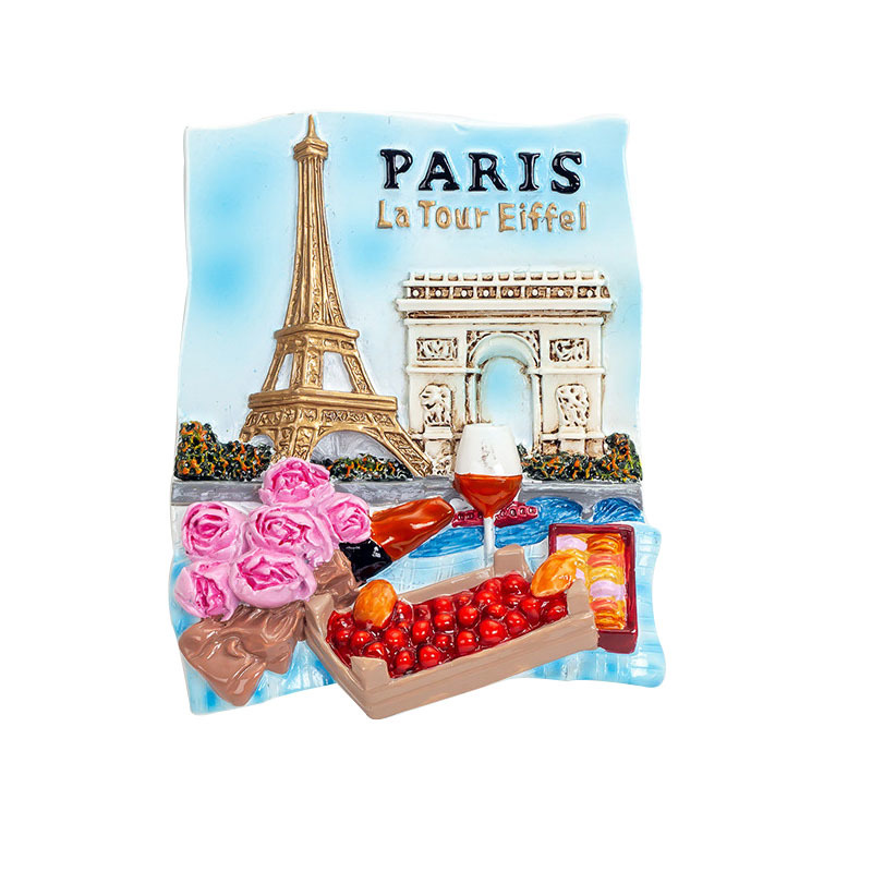 3D Resin Franch Travel Souvenirs Fridge Magnets Louvre Eiffel Tower Magnetic Refrigerator Stickers For Home Kitchen Decoration