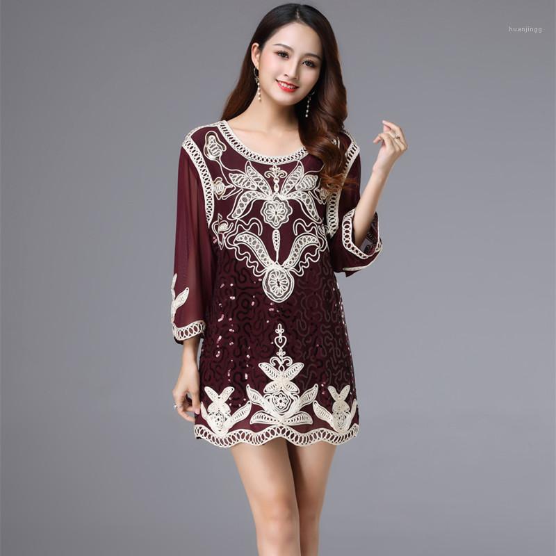 Women's Blouses & Shirts 3XL-5XL Plus Size Three Quarter Embroidery Floral O-neck Ladies Womens Vintage Tops And Long Women Blouse 889, Blackred
Women's Blouses & Shirts 3XL-5XL Plus Size Three Quarter Embroidery Floral O-neck Ladies Womens Vintage Tops And Long Women Blouse 889, Blackred