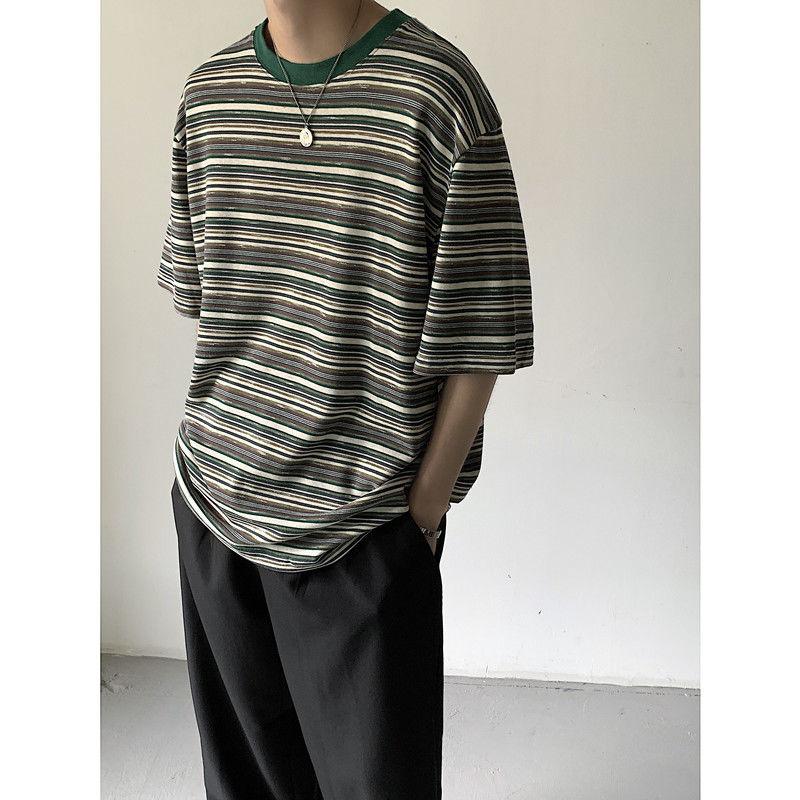 Men's T-Shirts Summer Men's Korean Loose Stripe Printing Short Sleeve Round Neck Tshirt Green/blue Color Clothes T Shirts -2XLMen's
Men's T-Shirts Summer Men's Korean Loose Stripe Printing Short Sleeve Round Neck Tshirt Green/blue Color Clothes T Shirts -2XLMen's