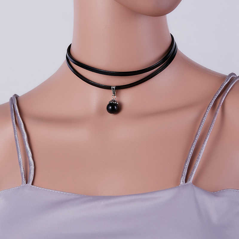 Classic Charm Chi Pearl Choker Necklace For Women Leather Rope Collar Clavicle Chain Jewelry Gifts