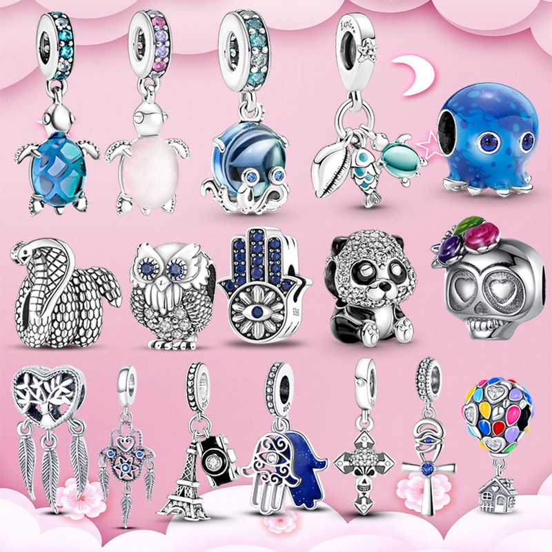 925 Sterling Silver Pendant Charms for Pandora Original box Turtle Octopus Charm Panda Snake Owl Skull European Bead Charms Bracelet Necklace
925 Sterling Silver Pendant Charms for Pandora Original box Turtle Octopus Charm Panda Snake Owl Skull European Bead Charms Bracelet Necklace