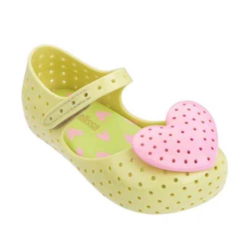 Mini Melissa Lovely Heart Girl Jelly Shoes Sandals Baby Shoes Soft Bottom Melissa Sandals For Kids Non-slip Princess 220409