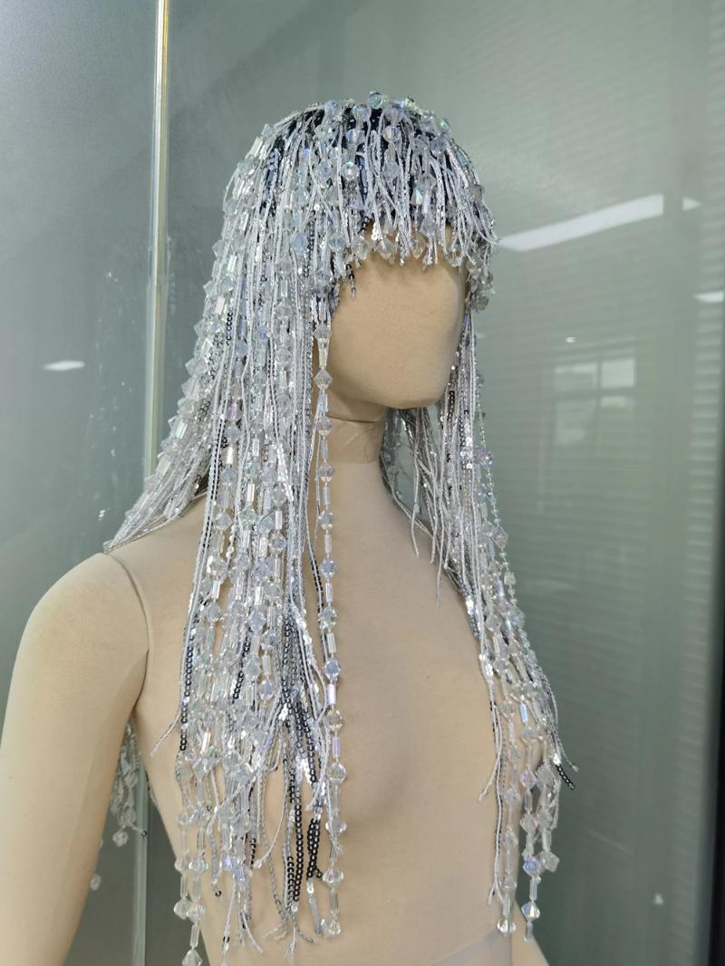 Hair Accessories Designer Silver Sequin Crystal Tassel Wigs Women Birthday Party Rhinestone Fringes Headwear Club Stage Dancer Singer Access
Hair Accessories Designer Silver Sequin Crystal Tassel Wigs Women Birthday Party Rhinestone Fringes Headwear Club Stage Dancer Singer Access