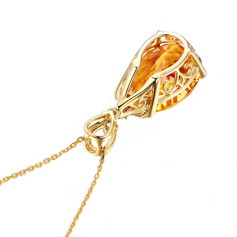 BLACK ANGEL Mermaid 18K Gold Citrine Gemstone Pendant Necklace For Women Fashion Jewelry Christmas Gift 220722